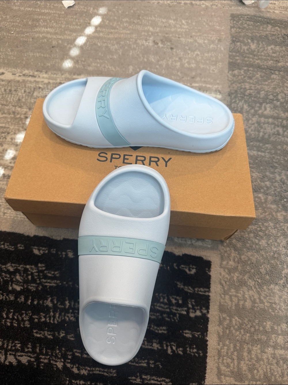 Sperry  Women Pale Blue Slide Sandals with Mint Accent
